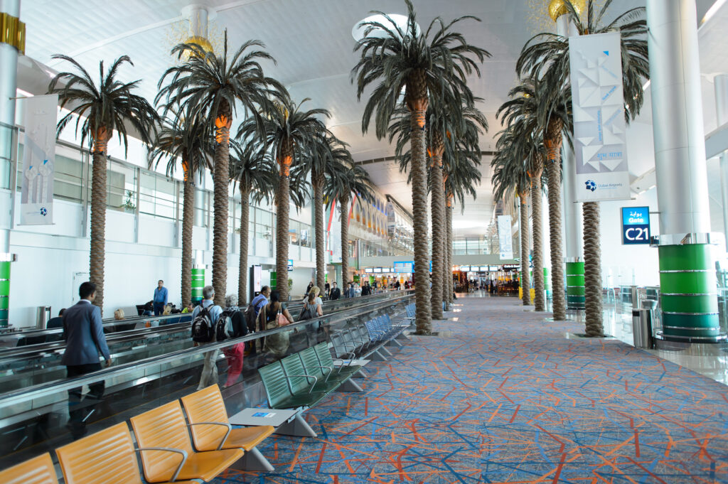 DXB airport interior. Dubai International Airport is an international airport serving Dubai. 