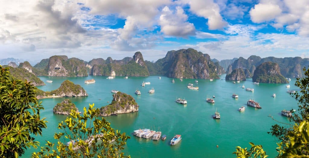 Panorama of Halon bay, Vietnam in a summer day