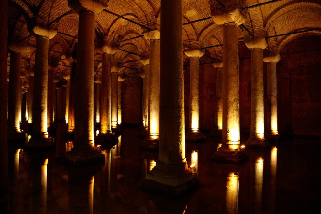 Underground Basilica Cistern (Yerebatan Sarnici) in Istanbul, Turkey