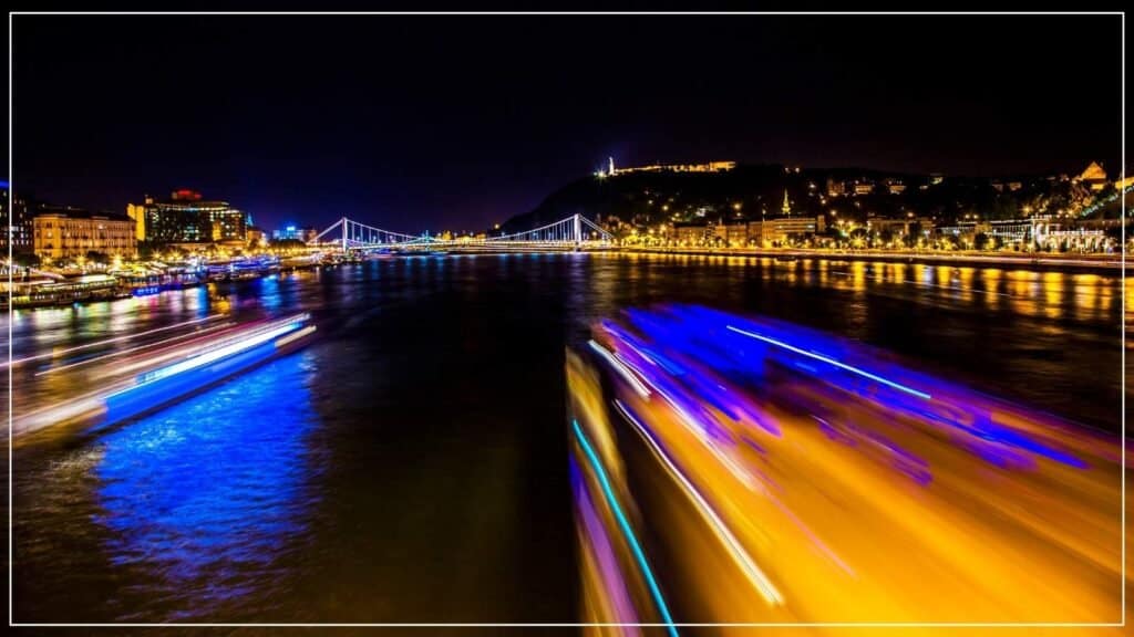 Danube river cruise at night in Budapest