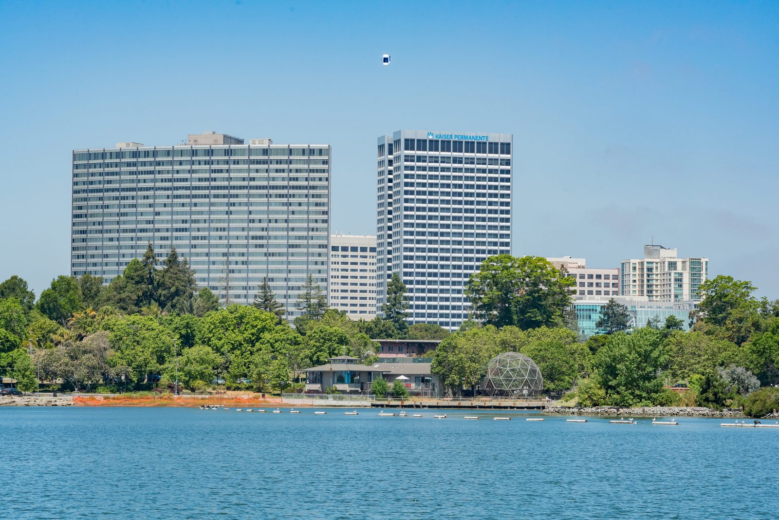 Morning light on the buildings around Lake Merritt in Oakland, California