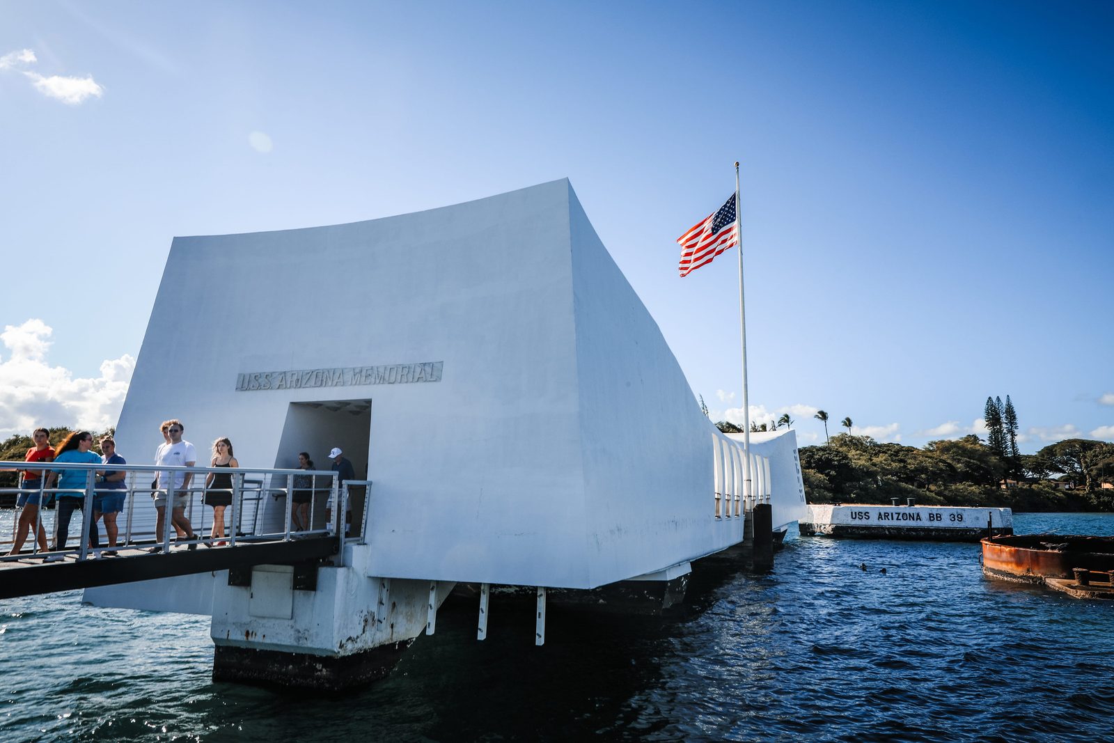 The USS Arizona Memorial at Pearl Harbor on Oahu, Hawaii
